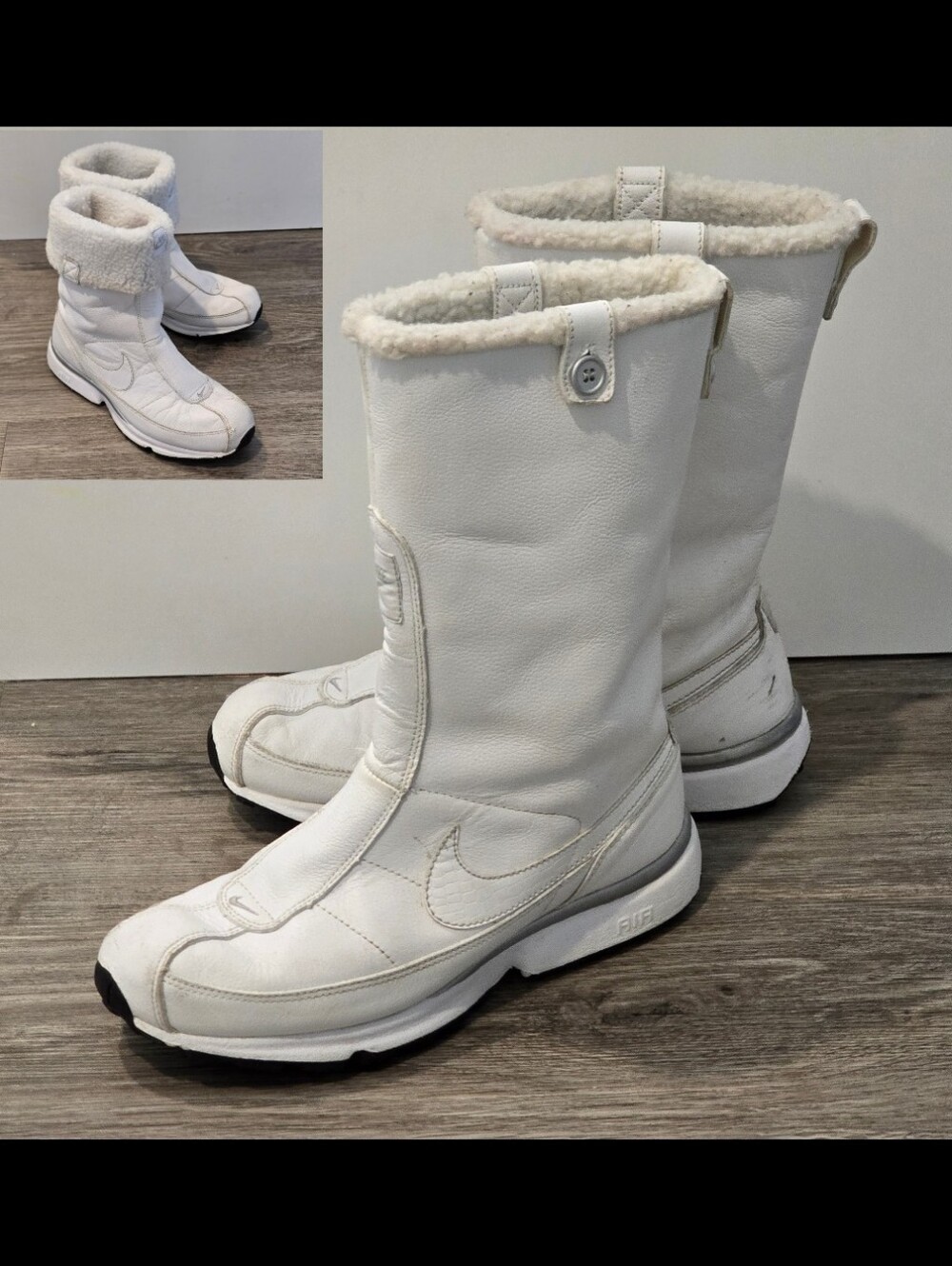 Nike Women’s White Winter Boots Fleece Lined Y2K
